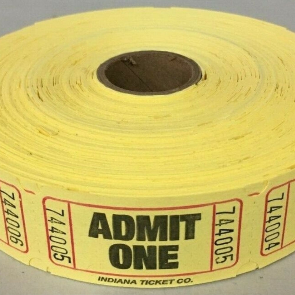 New Admit one Yellow Raffle Tickets